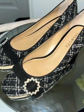 Talbots Women's Black Isa Bow Tinsel Bouclé Pumps